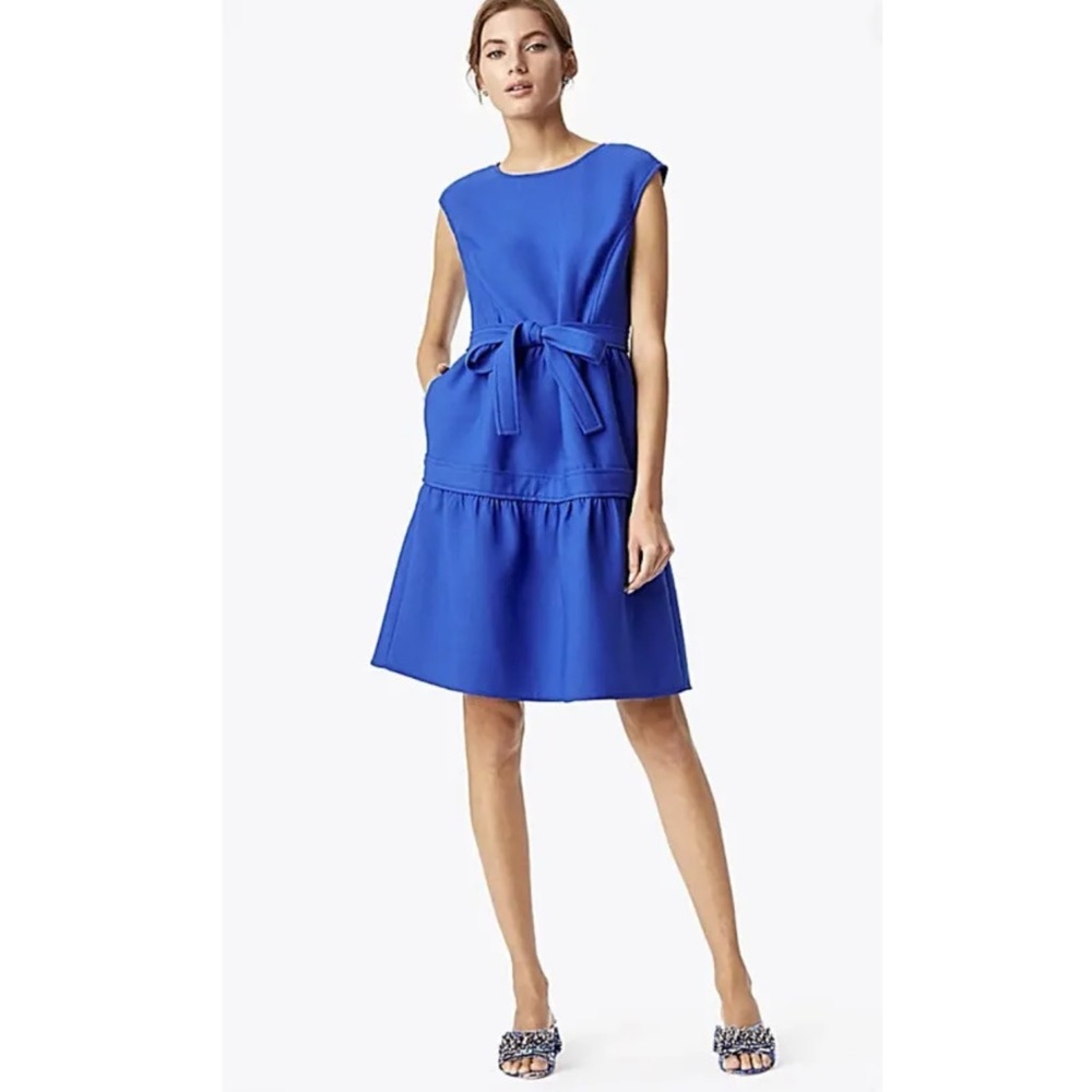 Tory Burch Blue Dahlia Dress Size 0/2 Flawless! Belted With Pockets
